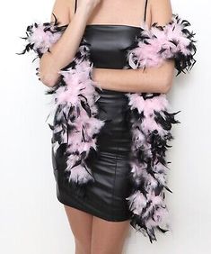 Top Rated 100 Gram g Baby Pink Black Tips Chandelle Feather Boa Party Halloween Costume, Women's Scarves Wraps Feather Boas, Fancy Dress Halloween Costumes, Princess Parties, Black Tips, White Rope, Fancy Nancy, Turkey Feathers, Halloween Costume Accessories, 1920s Flapper