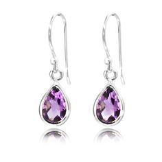 Elegant and beautiful amethyst dangle earrings made in 925 sterling silver.  The faceted Amethyst is hand set and hand polished on a french wire hook and has a unique curve on the side which gives the earrings the great effect.   It comes presented in a box ready to be gifted to your dear ones or to add to your collection. Please use silver cloth to clean and keep away from chemicals. Cross Earrings Studs, September Birthstone Jewelry, Teardrop Dangle Earrings, Jewellery Store, Jewelry Ring Box, Pearl Jewellery Earrings, Men's Jewelry Rings, Trendy Earrings, Evil Eye Jewelry