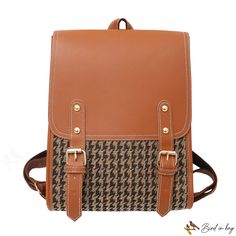 Bird in Bag - Schoolbag female college students new shoulder bag female checkered high junior travel computer backpack female Trendy Square Backpack For Daily Use, Trendy Square Backpack For Students, Trendy Square Bags For Back To School, Casual Square School Backpack, Trendy Brown Satchel For School, Trendy Houndstooth Travel Bag, Casual School Laptop Bag, Casual Brown Satchel For Students, Trendy Bags For Back To School