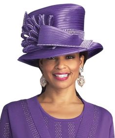 Lily & Taylor H199 purple hat Church Lady Hats, Classy Hats, Dressy Hats, Ladies Hats, Fancy Suit, Couture Hats, Women Church, Crown Hat, Head Pieces