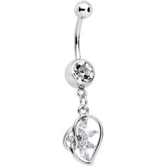 Clear CZ Gem Twisted Heart Splash Dangle Belly Ring If your heart is always twisted up in knots then this navel ring is just for you! Featuring clear cubic zirconia gems, this 14 gauge belly button ring comes with a twisted heart design. The twisted heart charm is mounted on a 3/8" curved barbell made with durable 316L surgical grade stainless steel, complete with a clear bottom gem.Specifications14 Gauge (1.6mm), 3/8" (10mm), 316L Surgical Grade Stainless Steel Curved Barbell, Cubic Zirconia Dermal Piercing Jewelry, Belly Button Piercing Jewelry, Belly Piercing Ring, Patriotic Jewelry, Button Piercing, Twisted Heart, Jewelry Promotion, Jewelry Piercing, Country Rings