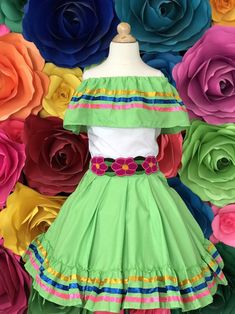 1 Mexican Dress PLEASE CHECK MEASUREMENTS WITH YOUR CHILD one size fit most only 2 pc Blouse Arm pit to arm pit 15 inches Waist 16 long 16.5 inches Skirt Long 20 inches long. 50 cm DOES NOT INCLUDE undergarments belt jerwerly Skirt color Light Green Mexican Embroidered dress one size fits all 20 inches Long Mexican Fiesta Dresses, Mexican Birthday Party, Mexican Boho, Mexican Embroidered Dress, Fiesta Dress, Mexican Birthday, Boho Hippie Dress, Mexican Dress, 5 De Mayo