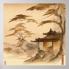 Japanese Scenery Art, Japan Village, Village Scenery, Japandi Art, Japanese Village, Woodblock Printing, Asian Landscape, Japan Landscape, Art Japan