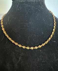 Gold toned chain necklace with a sturdy clasp and ready for wear measuring 16" from end to end Formal Link Necklace With Lobster Clasp, Metal Rope Chain Necklace, Formal Necklace With Lobster Clasp And Snake Chain, Formal Snake Chain Necklace With Lobster Clasp, Formal Gold Rope Chain Link Necklace, Formal Rope Chain Necklace, Formal Link Chain Necklace With Lobster Clasp, Formal Chain Necklace With Lobster Clasp, Vintage Snake Chain Necklace For Formal Occasions