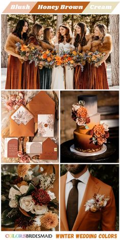 an orange and brown wedding color scheme