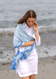 Your summer wardrobe just got easier! Say hello to your new favorite all-day accessory. These luxe, lightweight cotton wraps/pareos are available in three signature prints and are the perfect compliment for wherever the day takes you. Wear it as a pareo for a day at the pool or beach and then style it as an elegant, oversized wrap for an evening event. There are countless ways to drape and use this fun piece! Our “Sets” print is a vibrant blue & white watercolor design - a true Alice Walk classi Blue And White Watercolor, White Watercolor, Selling Prints, Signature Print, Vibrant Blue, Watercolor Design, Good Job, One Design, The Pool