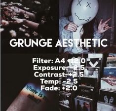 an advertisement for grunge aes hetic, with images of people in the background