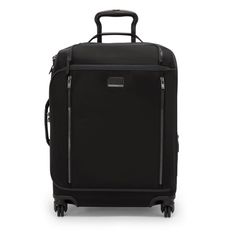 This carry-on is lightweight, organized, and inherently spacious. The modern silhouette pairs with contemporary style and ultra-functionality for a premium traveling experience. Black Rectangular Luggage With Leather Trim, Classic Black Luggage With Leather Trim, Modern Business Luggage With Leather Trim, Black Luggage With Leather Trim For Trip, Modern Nylon Luggage For Trips, Black Leather Trim Luggage For Travel, Modern Travel Accessories With Leather Trim, Black Luggage For Business Trips, Functional Black Luggage With Leather Trim