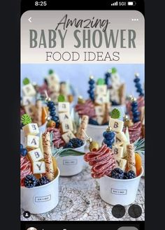 an image of baby shower food ideas on the appliance for babies to eat