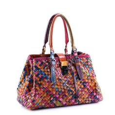 Womens Multi-color Leather Hand-woven Handbag   Condition: 100%  Brand new & High quality  Size: 38*17*24cm  Material: Leather Color: Black，Multi-color Occasion : Casual, Fashion Dear friend: If you feel difficult to choose the size ,you can feel free to contact us, we will give you some suggestion,but it is for you reference only.   Payment   We only accept Paypal:  Auction Item Number, your Full Name and Shipping Address MUST be included in the Escrow payment. All payments are expected within Leather Braided Shopping Bag, Leather Top Handle Bag With Braided Details, Leather Braided Bag For Shopping, Leather Braided Tote Bag, Casual Multicolor Hobo Bag With Braided Handles, Braided Double Handle Shoulder Bag For Shopping, Braided Double Handle Shopping Bag, Rectangular Satchel With Intrecciato Weave For Travel, Daily Use Rectangular Satchel With Intrecciato Weave