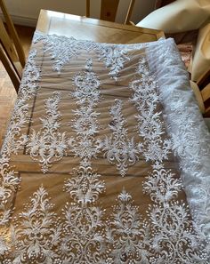 Beautiful, bridal lace with a scalloped edge. This is the 6th design out of 11 that I have . It is 127cm width please  note this is cut by meter (39") if you order 3m it will come in a continuous length! if you need a custom amount like a half a meter. please message me and we can work out a price White Scalloped Lace Dress For Wedding Night, Fitted Lace Dress With Scalloped Edges For Wedding, White Lace Dress For Bridal Shower, Elegant Scalloped Lace For Brides, White Scalloped Lace Dress For Bridesmaid, White Lace Bridesmaid Dress With Scalloped Lace, Lace Wedding Dress With Scalloped Edges, Fitted Scalloped Lace For Wedding Night, Fitted White Tulle Fabric For Bridesmaid