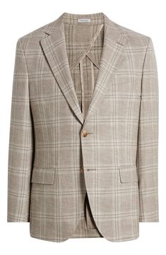 Soft Italian wool woven in a neutral plaid relaxes a sport coat styled with a lightweight feel that's perfect for warm-weather and semiformal occasions. 30" length (size 40) Notched lapels Nonfunctional four-button cuffs Chest welt pocket; front flap pockets Side vents Partially lined 100% wool Dry clean Made in Portugal Peter Millar, Designer Clothes For Men, Modern Outfits, Denim Jumpsuit, Wool Plaid, Coat Fashion, Women's Summer Fashion, Athletic Women, Sport Coat