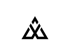 an abstract triangle logo with two intersecting triangles in the middle and one diagonal triangle at the bottom