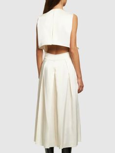 Trench viscose blend midi dress - Victoria Beckham - Women | Luisaviaroma Destination Dress, Trench Dress, Ivory Dresses, Victoria Dress, Green Midi Dress, Blue Midi Dress, Crepe Dress, White Midi Dress, Shearling Jacket