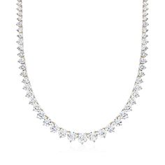 Ross-Simons - 15.00ct t. w. Graduated Lab Grown Diamond Tennis Necklace. 17". Bask in the beauty of 15.00 ct. t. w. round brilliant-cut lab-grown diamonds that comprise our magnificent tennis necklace. Beyond impressive and presented in pristinely polished 14kt yellow gold, this timeless design offers wishlist-worthy sparkle at an incredible value. Graduates from 1/16" to 3/16" wide. Lab-grown diamonds are identical to mined diamonds according to their optical, physical and chemical properties. Luxury Lab Grown Diamond Necklace For Formal Occasions, Luxury Round Lab Grown Diamond Tennis Necklace, Luxury Round Tennis Necklace With Lab Grown Diamonds, Luxury Diamond Cut Lab Grown Diamond Necklace, Luxury Lab Grown Diamond Tennis Necklace, Luxury Tennis Necklace With Lab Grown Diamonds, Luxury Necklace With Lab Grown Diamond Cut, Bridal Diamond Necklace With Brilliant Cut, Luxury Lab Grown Diamond Cut Necklace