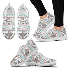 Native American Shoes, Tribal Native Indians American Aztec Navajo Print Women Shoes Sneakers – Excoolent Sneakers are the epitome of style and comfort. Crafted with precision and made from high-quality materials, they offer a perfect blend of fashion and functionality. The cushioned sole provides exceptional support, making them ideal for all-day wear. Whether you’re strolling... Blue Dream Catcher, Navajo Print, Horse Christmas, Christmas Shoes, White Sneakers Women, Blue Dream, Women Sneakers, Dinosaur Print, Custom Shoes