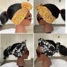 *Beautiful handmade satin lined headwrap is expandable with ties and no elastic.  *Headwrap can be used to accessorize different hairstyles, lay your edges, cover your edges from          bad hair days, hold up the hair during workouts and more! *Headwrap is lined with satin to help protect your hair. *Headwrap is easy to tie and can be styled in multiple ways. *It can be styled as a head band, headwrap, neck scarf and much more! *Please Note that pattern placement on fabric may vary due to type of print. *       Can be used as a Neck scarf *One size fits all (adults). *Headwrap is 11inches wide and 22inches long excluding the tie.          The tie measures approximately 22inches long each and Total length of headwrap is aproximately          65inches Long. Satin Lining is 11inches wide an Ankara Headband, African Shoes, African Head Wraps, Turban Headband, Wide Headband, Turban Headbands, Different Hairstyles, Neck Scarf, Head Band