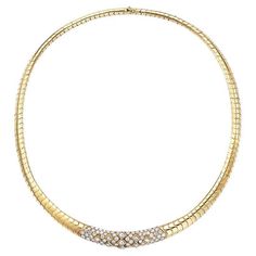 Van Cleef and Arpels 18 Kt Yellow Gold and 5.6 Ct Diamond Collar/Choker Necklace For Sale at 1stDibs Luxury Yellow Gold Necklace For Ceremonial Occasions, Luxury Gold-plated Yellow Gold Choker, 1stdibs Jewelry, Diamond Collar, Collar Choker, Van Cleef And Arpels, Dope Jewelry, Necklace Diamond, Choker Collar