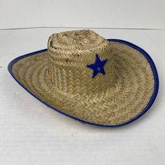 Sheriff Cowboy Hat Kids Child Straw Woven Blue Trim Star Costume Play Pretend Sheriff Cowboy, Star Costume, Play Pretend, Blue Trim, Cowboy Hat, Cowboy Hats, Cowboy, Straw, Trim