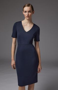 Structured seams and a cinched waist lend flattering elements to a timeless sheath dress framed by a V-neck and short sleeves. V-neck Short sleeves Lined 76% Lenzing™ EcoVero™ viscose, 20% polyester, 4% elastane Lenzing EcoVero viscose is a sustainably produced fiber using pulp made from renewable wood sources and certified with the EU Ecolabel for high environmental standards, including lower emissions and water usage than generic viscose Machine wash, line dry Imported This brand is certified Natasha Dress, Lk Bennett Dress, Lk Bennett, Viscose Dress, Dress Shapes, Mid Dresses, Cinched Waist, Nordstrom Dresses, Knee Length Dress