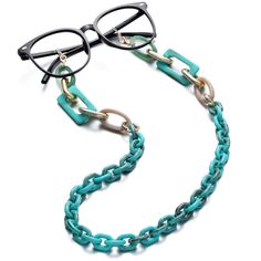 PRICES MAY VARY. 🕶️Lightweight Glasses Chain - Each eyeglass chain is exclusively designed and handmade with colorful acrylic links. They're big but still fairly lightweight. Add a touch of glamour to any pair of glasses with these acrylic glasses chain, thanks to the added benefit of its necklace - like look. They're the perfect glasses holder and statement piece, so you won't loose your frames or sunglasses again! 🕶️Non-slip Eyeglasses Chain - Comes with 2 pairs of end rubber loop buckles, o Unique Eyeglasses, Glasses Aesthetic, Eyeglass Chain Holders, Glasses Necklace, Glasses Lanyard, Eyeglass Chains, Eyeglasses Chain, Beautiful Glasses, Nerd Glasses