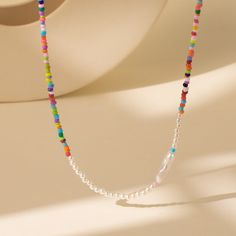 Material: Imitation pearl Color: Color Fashion Element: Chain Style: Europe and America Pearl Necklaces, Bead Stitching, Color Fashion, Popular Color, Pearl Color, Colorful Fashion, Chain Styles, Seed Beads, Pearl Necklace