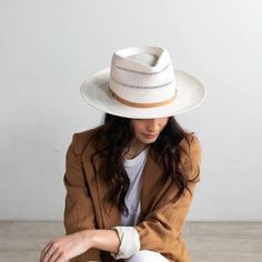 Brand New With Tags Gigi Pip Arlo Hat With Tan Band. Size Xl. Never Worn. Lifeguard Hat, Gigi Pip, Outback Hat, Hand Sewn Leather, Wide Brim Straw Hat, Straw Fedora Hat, Straw Fedora, Halo Style, Wearing A Hat