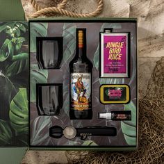 the jungle bird juice gift set includes an assortment of liquors and other essentials