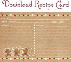 a recipe card with gingerbreads on it