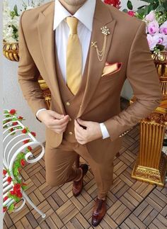 Brown Suits For Men, Beige Suit, Terno Slim, Suit For Wedding, Brown Suit, Dinner Suit, Designer Suits For Men