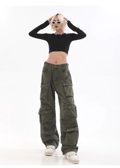 Streetwear Multi Pocket Lining Baggy Army Green Cargo Pants – Al Grandé Boutique High Waist Winter Cargo Jeans, Urban High Rise Winter Bottoms, Winter High Rise Pants With Pockets, High-waist Winter Cargo Jeans With Pockets, Winter High Waist Cargo Jeans With Pockets, High Waist Winter Cargo Jeans With Pockets, High Waist Green Parachute Pants With Multiple Pockets, Baggy Wide Leg Cargo Jeans For Winter, Baggy Wide-leg Cargo Jeans For Winter