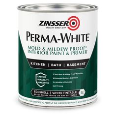 a can of white paint with the words perma - white on it's side