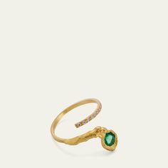 ELHANATI ring Solid 18-karat yellow gold One 4.4mm faceted emerald Top Wesselton VVS diamonds Total diamond carat weight: 0.005 Made in Denmark Vvs Diamond, Diamonds And Gold, Diamond Carat, Bergdorf Goodman, Solid Yellow, Denmark, Emerald, Tops Designs, Diamonds