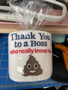 there is a coffee mug that says, thank you to a boss who really knows his job