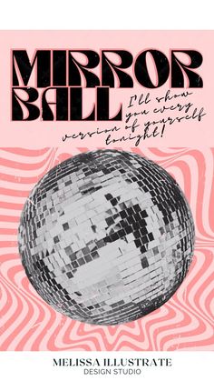 mirror ball flyer with pink and black background