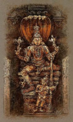 Mythology Paintings, Indian Traditional Paintings, Temple Art, Hinduism Art, Vedic Art, Art Painting Gallery