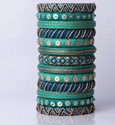 Handmade Bangles Ideas, Cloth Bangles, Navratri Ornaments, Aari Bangles, Bangle Making, Diy Earrings Materials, Fabric Bangles, Silk Thread Bangles Design, Silk Thread Earrings