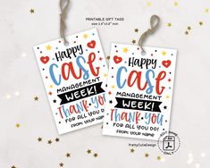 two tags with the words happy case management week and thank you for all you do