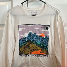 North Face Tee. Long Sleeve. Size Medium. Never Worn North Face Shirt, North Face Shirts, Color Ways, Personal Brand, Personal Branding, North Face, The North Face, Long Sleeve Tees, Color White