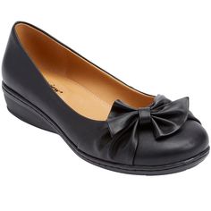 Sweet and chic the Pamela flats is the perfect complement to all your feminine looks. Classic Black Flats With Bow, Black Slip-on Flats With Bow, Elegant Wedge Heel Flats For Spring, Elegant Spring Flats With Wedge Heel, Elegant Spring Wedge Heel Flats, Black Loafer Shoes, Mary Jane Ballet Flats, Closed Toe Shoes, Wide Shoes