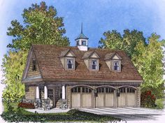 this is an artist's rendering of these garage plans for the carriage style house