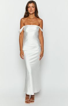 Ella White Off Shoulder Formal Dress – Beginning Boutique US Off-shoulder Satin Maxi Dress For Formal Occasions, Off-shoulder Satin Maxi Dress For Evening, Elegant Off-shoulder Party Maxi Dress, Off-shoulder Evening Dress For Date Night, Chic Off-shoulder Evening Maxi Dress, Chic Off-shoulder Maxi Dress For Evening, Off-shoulder Satin Maxi Dress For Prom Season, Off-shoulder Maxi Dress For Bridesmaids, Off-shoulder Satin Maxi Dress For Prom