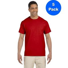 100% preshrunk cotton; double-needle stitching throughout; taped shoulder-to-shoulder; five-point left-chest pocket; ? collar; Ash Grey is 99/1; Sport Grey is 90/1;; Safety Green and Safety Orange are 50% cotton, 50% polyester; Size: L.  Color: Red.  Gender: male.  Age Group: adult. Poly Pocket, Mens Workout Shirts, True Red, Pocket Tshirt, Ash Grey, The Loom, Fruit Of The Loom, 50 50, Bottoms Pants