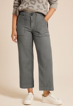 Patch Pocket High Rise Wide Leg Pant - Materials & Care:imported - 76% cotton 18.5% rayon 4% lyocell 1.5% spandex - machine wash Relaxed Fit Mid-rise Capris With Pockets, Fun Clothes, Wide Leg Pant, High Rise Shorts, Bottoms Pants, Patch Pocket, Leg Pants, Wide Leg Pants, Size 16