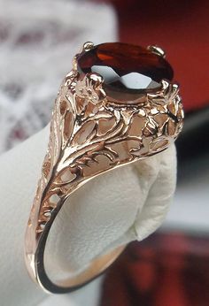 Natural Red Garnet Ring/ Rose Gold & Sterling Silver/ | Etsy Pink Topaz Ring, Red Garnet Ring, Rose Gold Plated Ring, Antique Filigree, Garnet And Gold, Garnet Jewelry, Silver Jewels, Detailed Ring, Garnet Ring