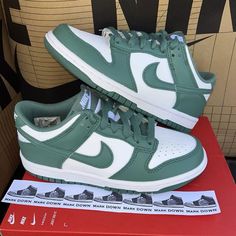 New Nike Dunk Low Bicoastal Green Hf4798-100 Youth Size 4y/ Women Size 5.5 Brand New With Box Box Has No Lid Authentic Air Jordan 1 Low Lime Light, Luxury Green Nike Air Force 1 For Sports, Jordan 1 Lows Green Toe, Nike Low Dunk Olive Green, Nike Jordan Seafoam Retro, Nike Dunks Vintage Green, Air Jordans 1 Sage Green, Luxury Green Nike Air Force 1 Casual Shoes, Luxury Green Nike Air Force 1 For Streetwear