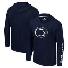 Show your Penn State Nittany Lions pride in comfort and style with this Colosseum Logo Lockup Active Blend Long Sleeve T-Shirt Hoodie. This long-sleeve tee is crafted from a blend of cotton and polyester, making it ideal for casual wear or a more active lifestyle. The Penn State Nittany Lions logo is prominently displayed on the front, while the wordmark down the left sleeve adds a subtle touch of team spirit. This tee is perfect for representing your Penn State Nittany Lions fandom wherever you go. Logo Lockup, Lions Logo, Lions Pride, Lion Pride, Lion Logo, Nittany Lion, Penn State, Mens Navy, Active Lifestyle