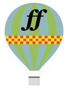 a hot air balloon with the letter f on it