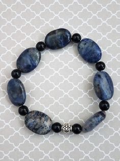 Handmade Bracelet Featuring Blue Sodalite Puffed Oval Beads Blue Sodalite, Oval Beads, Springfield Mo, White Howlite, Stretchy Bracelets, Handmade Bracelet, Matching Bracelets, Photo Bracelet, Blue Beads