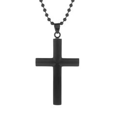 A cool steel cross necklace. This black engravable faith necklace is a unique gift for him that he'll wear daily. He'll love the simplicity of this piece. Coordinates Jewelry, Stainless Steel Cross Pendant, Faith Necklace, Family Tree Necklace, Steel Cross, Unique Gifts For Him, Monogram Jewelry, Bead Chain, Engraved Jewelry